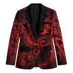 Aotearoa Maori Hei Tiki Blazer Whero Kowhaiwhai Puhoro Motif