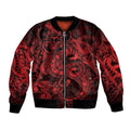Aotearoa Maori Hei Tiki Bomber Jacket Whero Kowhaiwhai Puhoro Motif