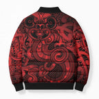 Aotearoa Maori Hei Tiki Bomber Puffer Jacket Whero Kowhaiwhai Puhoro Motif