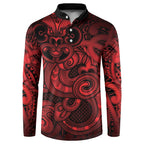 Aotearoa Maori Hei Tiki Button Sweatshirt Whero Kowhaiwhai Puhoro Motif