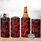 Aotearoa Maori Hei Tiki 4 in 1 Can Cooler Tumbler Whero Kowhaiwhai Puhoro Motif