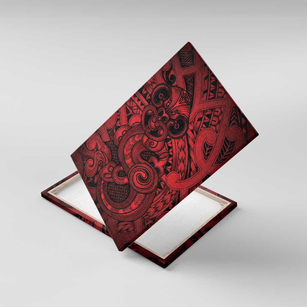 Aotearoa Maori Hei Tiki Canvas Wall Art Whero Kowhaiwhai Puhoro Motif
