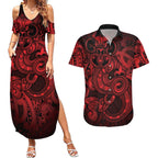 Aotearoa Maori Hei Tiki Couples Matching Summer Maxi Dress and Hawaiian Shirt Whero Kowhaiwhai Puhoro Motif