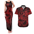 Aotearoa Maori Hei Tiki Couples Matching Tank Maxi Dress and Hawaiian Shirt Whero Kowhaiwhai Puhoro Motif