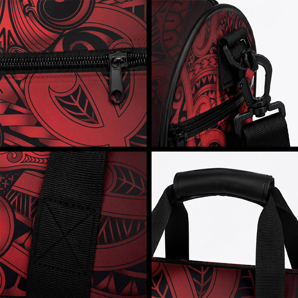 Aotearoa Maori Hei Tiki Duffle Bag Whero Kowhaiwhai Puhoro Motif