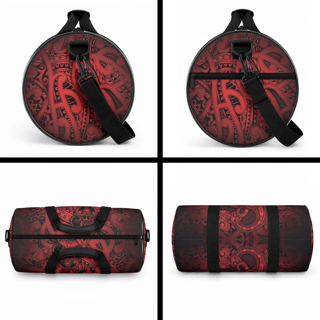 Aotearoa Maori Hei Tiki Duffle Bag Whero Kowhaiwhai Puhoro Motif