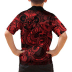 Aotearoa Maori Hei Tiki Family Matching Long Sleeve Bodycon Dress and Hawaiian Shirt Whero Kowhaiwhai Puhoro Motif