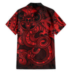 Aotearoa Maori Hei Tiki Family Matching Off Shoulder Maxi Dress and Hawaiian Shirt Whero Kowhaiwhai Puhoro Motif
