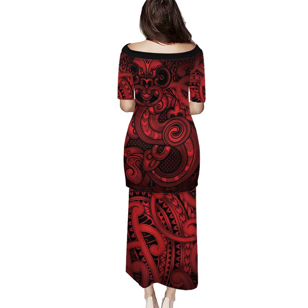 Aotearoa Maori Hei Tiki Family Matching Puletasi and Hawaiian Shirt Whero Kowhaiwhai Puhoro Motif