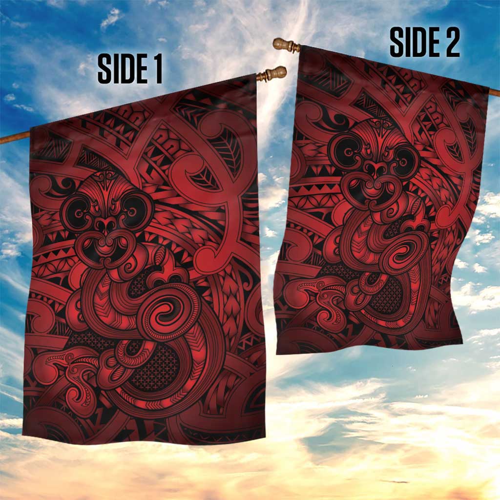 Aotearoa Maori Hei Tiki Garden Flag Whero Kowhaiwhai Puhoro Motif