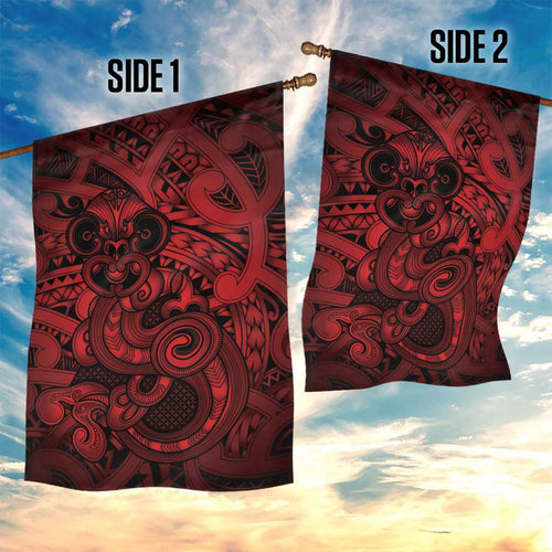 Aotearoa Maori Hei Tiki Garden Flag Whero Kowhaiwhai Puhoro Motif