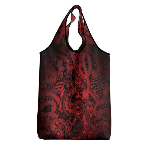 Aotearoa Maori Hei Tiki Grocery Bag Whero Kowhaiwhai Puhoro Motif