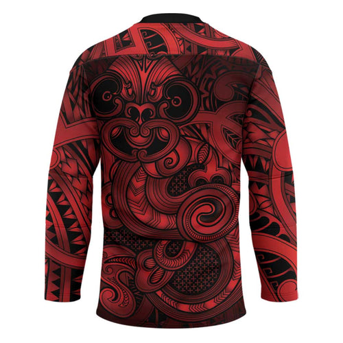 Aotearoa Maori Hei Tiki Hockey Jersey Whero Kowhaiwhai Puhoro Motif