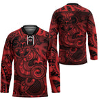Aotearoa Maori Hei Tiki Hockey Jersey Whero Kowhaiwhai Puhoro Motif