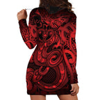 Aotearoa Maori Hei Tiki Hoodie Dress Whero Kowhaiwhai Puhoro Motif
