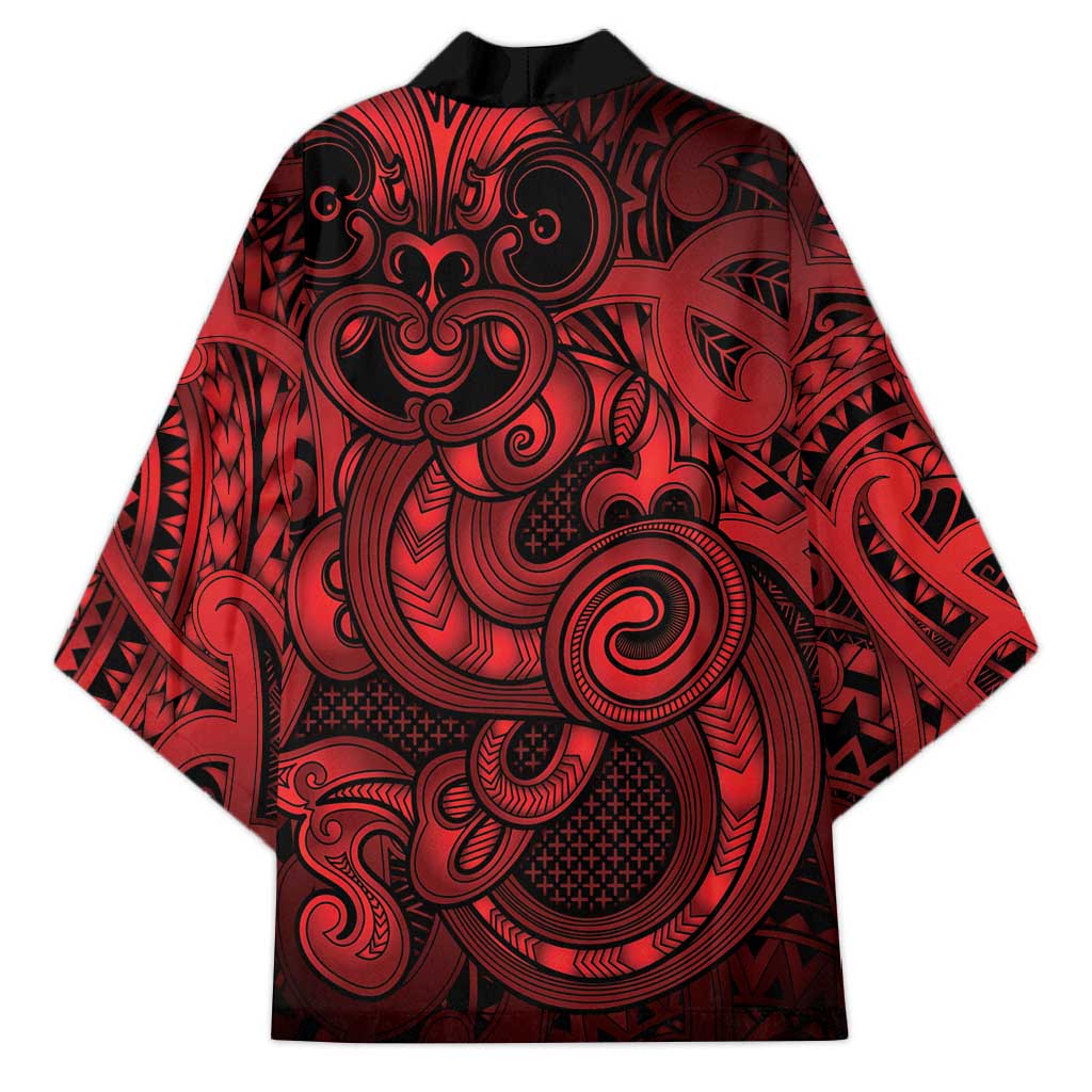 Aotearoa Maori Hei Tiki Kimono Whero Kowhaiwhai Puhoro Motif