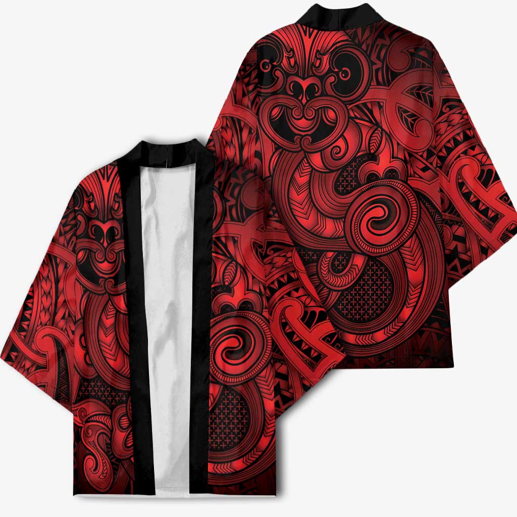 Aotearoa Maori Hei Tiki Kimono Whero Kowhaiwhai Puhoro Motif