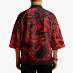 Aotearoa Maori Hei Tiki Kimono Whero Kowhaiwhai Puhoro Motif