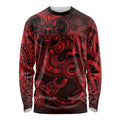 Aotearoa Maori Hei Tiki Long Sleeve Shirt Whero Kowhaiwhai Puhoro Motif