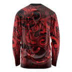 Aotearoa Maori Hei Tiki Long Sleeve Shirt Whero Kowhaiwhai Puhoro Motif