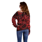 Aotearoa Maori Hei Tiki Off Shoulder Sweater Whero Kowhaiwhai Puhoro Motif