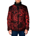 Aotearoa Maori Hei Tiki Padded Jacket Whero Kowhaiwhai Puhoro Motif