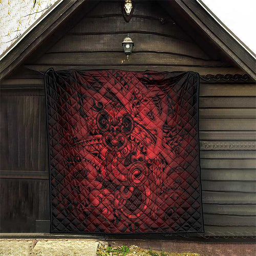 Aotearoa Maori Hei Tiki Quilt Whero Kowhaiwhai Puhoro Motif