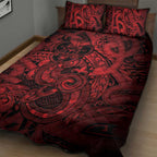 Aotearoa Maori Hei Tiki Quilt Bed Set Whero Kowhaiwhai Puhoro Motif