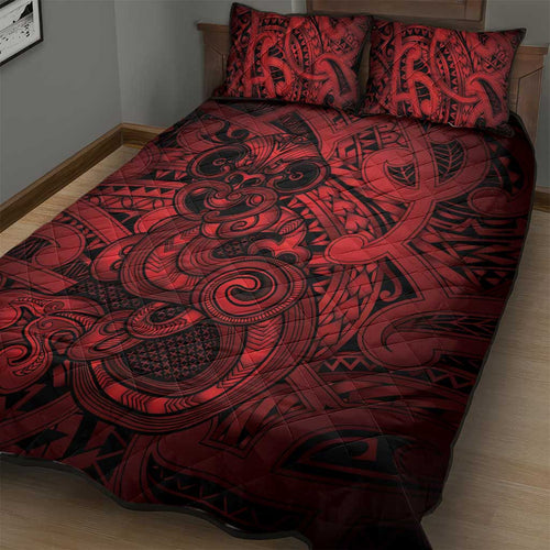 Aotearoa Maori Hei Tiki Quilt Bed Set Whero Kowhaiwhai Puhoro Motif