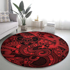 Aotearoa Maori Hei Tiki Round Carpet Whero Kowhaiwhai Puhoro Motif