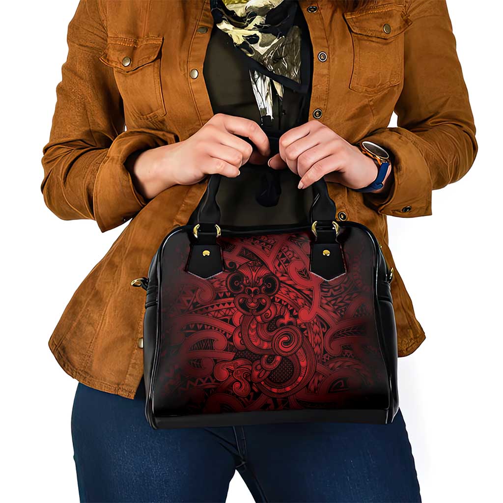 Aotearoa Maori Hei Tiki Shoulder Handbag Whero Kowhaiwhai Puhoro Motif