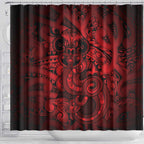 Aotearoa Maori Hei Tiki Shower Curtain Whero Kowhaiwhai Puhoro Motif