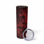Aotearoa Maori Hei Tiki Skinny Tumbler Whero Kowhaiwhai Puhoro Motif