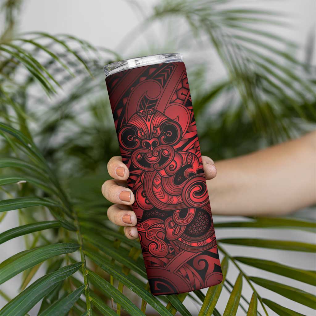 Aotearoa Maori Hei Tiki Skinny Tumbler Whero Kowhaiwhai Puhoro Motif