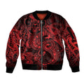 Aotearoa Maori Hei Tiki Sleeve Zip Bomber Jacket Whero Kowhaiwhai Puhoro Motif