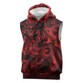 Aotearoa Maori Hei Tiki Sleeveless Hoodie Whero Kowhaiwhai Puhoro Motif