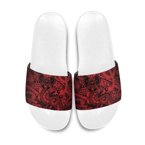 Aotearoa Maori Hei Tiki Slide Sandals Whero Kowhaiwhai Puhoro Motif