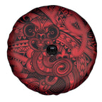 Aotearoa Maori Hei Tiki Spare Tire Cover Whero Kowhaiwhai Puhoro Motif