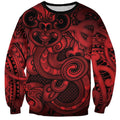 Aotearoa Maori Hei Tiki Sweatshirt Whero Kowhaiwhai Puhoro Motif