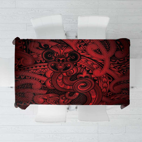 Aotearoa Maori Hei Tiki Tablecloth Whero Kowhaiwhai Puhoro Motif