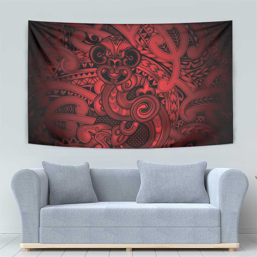 Aotearoa Maori Hei Tiki Tapestry Whero Kowhaiwhai Puhoro Motif