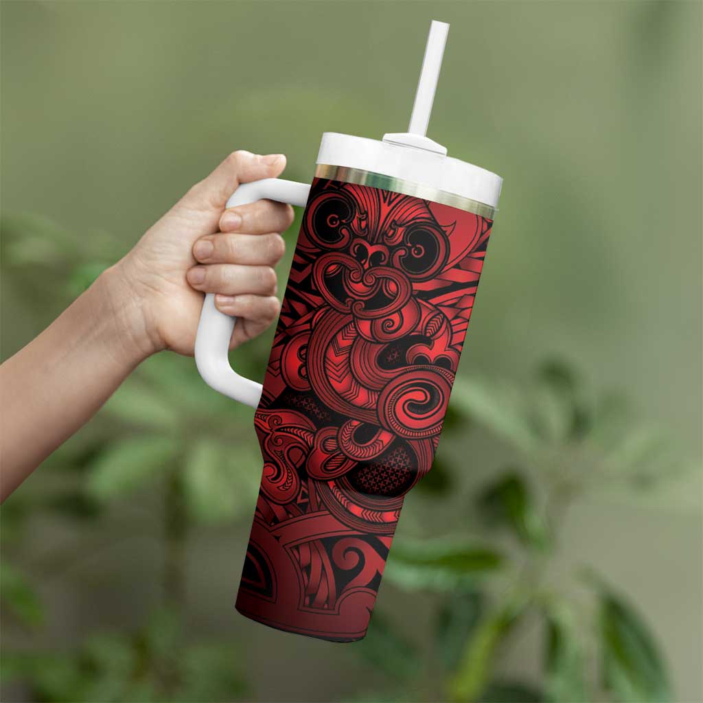 Aotearoa Maori Hei Tiki Tumbler With Handle Whero Kowhaiwhai Puhoro Motif