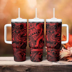 Aotearoa Maori Hei Tiki Tumbler With Handle Whero Kowhaiwhai Puhoro Motif