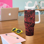 Aotearoa Maori Hei Tiki Tumbler With Handle Whero Kowhaiwhai Puhoro Motif