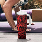Aotearoa Maori Hei Tiki Tumbler With Handle Whero Kowhaiwhai Puhoro Motif