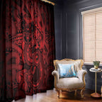Aotearoa Maori Hei Tiki Window Curtain Whero Kowhaiwhai Puhoro Motif