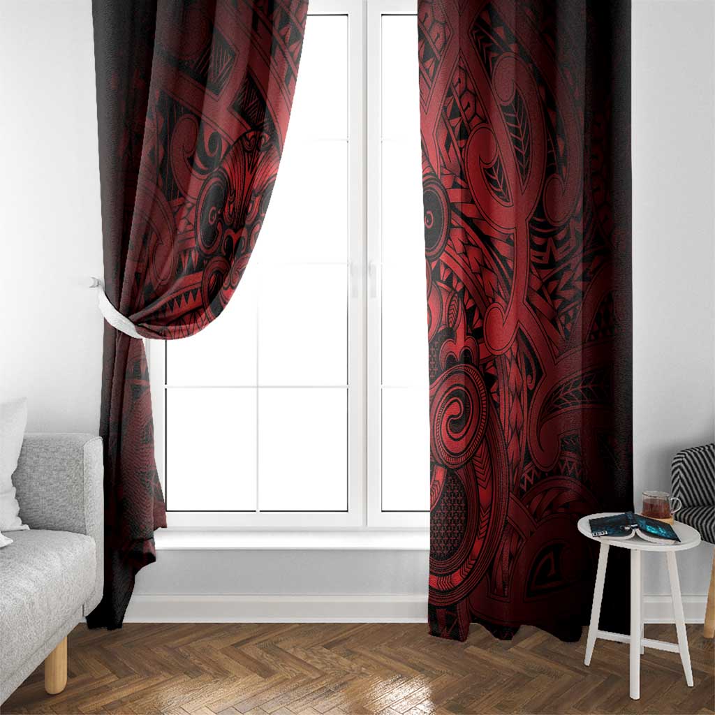 Aotearoa Maori Hei Tiki Window Curtain Whero Kowhaiwhai Puhoro Motif