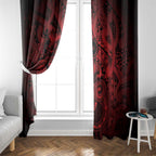 Aotearoa Maori Hei Tiki Window Curtain Whero Kowhaiwhai Puhoro Motif