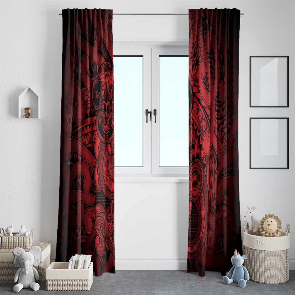 Aotearoa Maori Hei Tiki Window Curtain Whero Kowhaiwhai Puhoro Motif