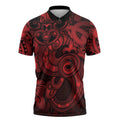 Aotearoa Maori Hei Tiki Zipper Polo Shirt Whero Kowhaiwhai Puhoro Motif
